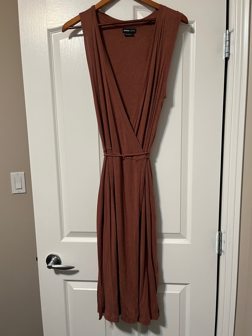 Prana Sleeveless Faux Wrap Dress, size M